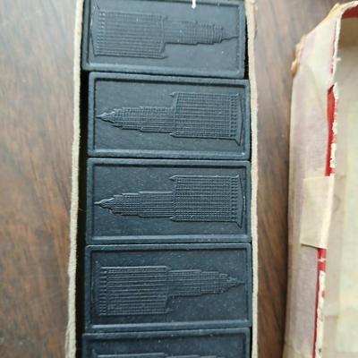 Collection of vintage toys - miniature wood bowling pins - Childs horseshoe game- Ring toss & dominoe sets