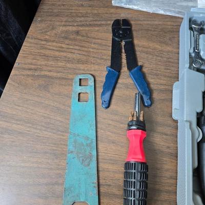 Tools for the garage - new stapler - 7.5 volt black & decker tool kit with drill, saw, screwdriver and flashlight - and tool kit with...