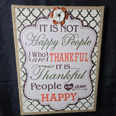 Vintage Wilson Specialties hand wrought aluminum dishware and a Thankful artwork