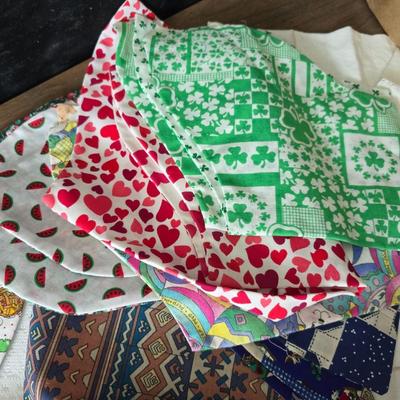 Kitchen linens - Chicken theme valance - lace apron - table cloth - hot pads - towels and more