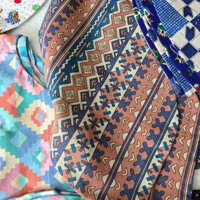 Kitchen linens - Chicken theme valance - lace apron - table cloth - hot pads - towels and more