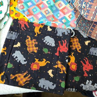 Kitchen linens - Chicken theme valance - lace apron - table cloth - hot pads - towels and more