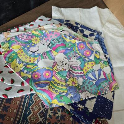 Kitchen linens - Chicken theme valance - lace apron - table cloth - hot pads - towels and more