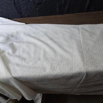 Kitchen linens - Chicken theme valance - lace apron - table cloth - hot pads - towels and more