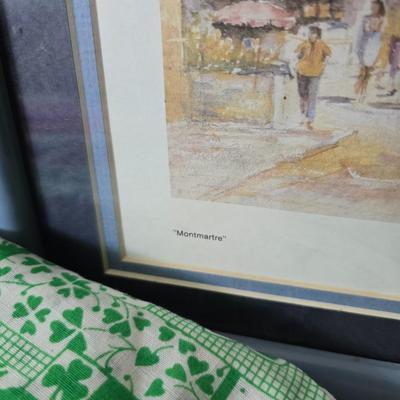 Kitchen linens - Chicken theme valance - lace apron - table cloth - hot pads - towels and more