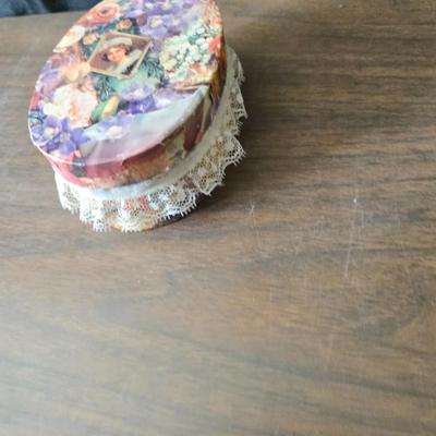 Assortment of collectibles - vintage guitar strings - vintage lighter - trinket boxes - vintage vase - brand new smart bracelet and more