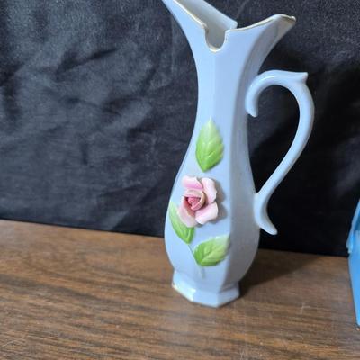 Assortment of collectibles - vintage guitar strings - vintage lighter - trinket boxes - vintage vase - brand new smart bracelet and more