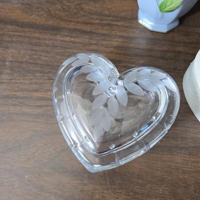 Assortment of collectibles - vintage guitar strings - vintage lighter - trinket boxes - vintage vase - brand new smart bracelet and more