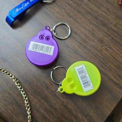 Large brass key - key hanger and a selection of keychains