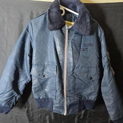 Vintage blue bomber jacket - with new Borg leather gloves - new long under ware - scarf - hat and more