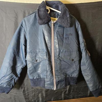 Vintage blue bomber jacket - with new Borg leather gloves - new long under ware - scarf - hat and more