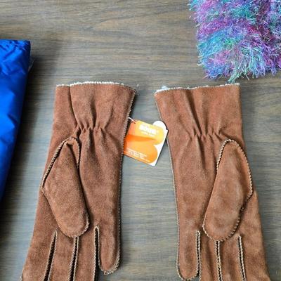 Vintage blue bomber jacket - with new Borg leather gloves - new long under ware - scarf - hat and more