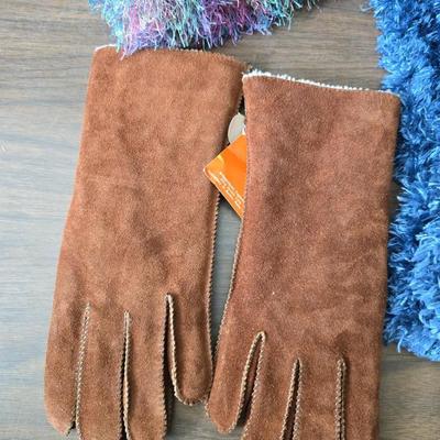 Vintage blue bomber jacket - with new Borg leather gloves - new long under ware - scarf - hat and more