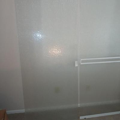 Glass frosted Shower doors with white trim