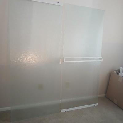 Glass frosted Shower doors with white trim