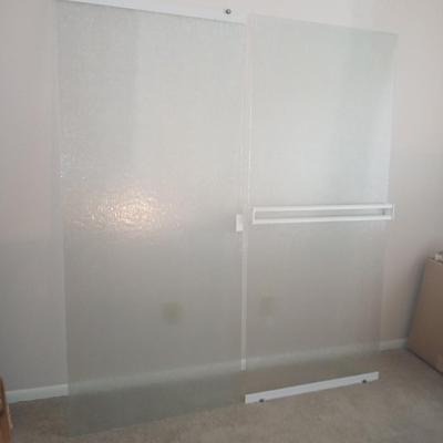Glass frosted Shower doors with white trim
