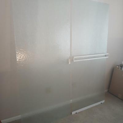 Glass frosted Shower doors with white trim