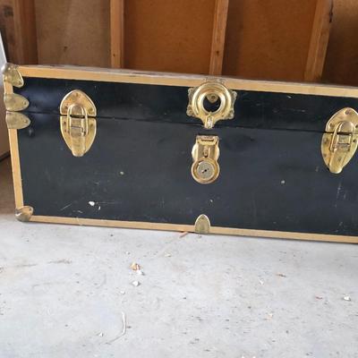 Metal footlocker storage trunk