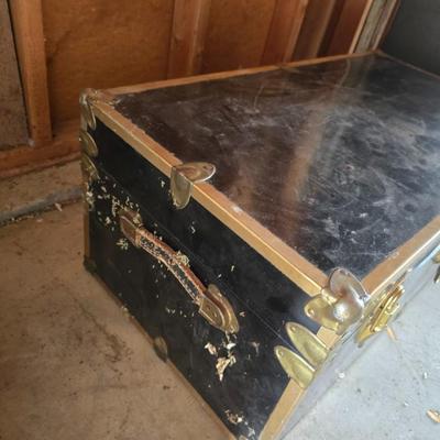 Metal footlocker storage trunk