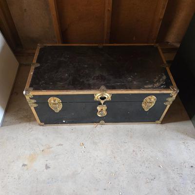 Metal footlocker storage trunk