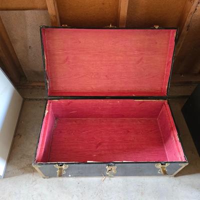 Metal footlocker storage trunk