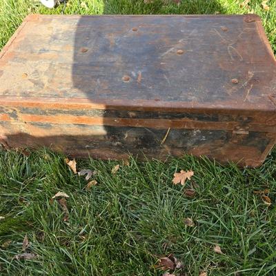 Two old rusty metal boxes with contents of old tools and misc.