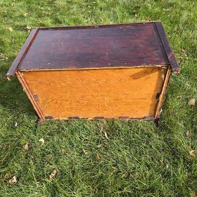 Wooden storage trunk