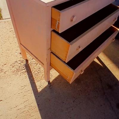 Vintage pink dresser with antique mirror