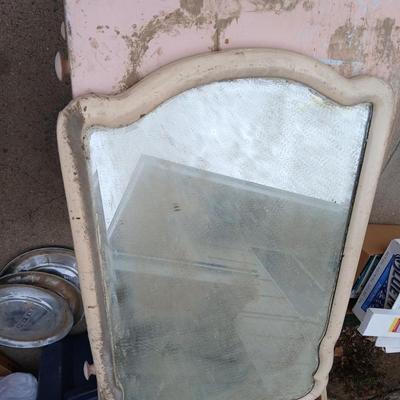 Vintage pink dresser with antique mirror