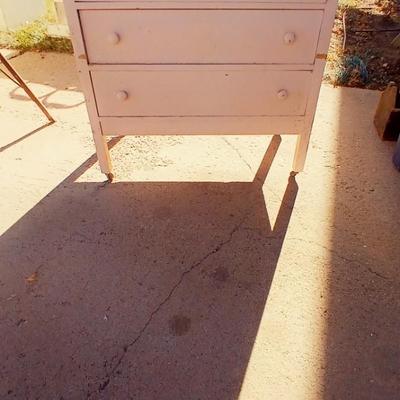 Vintage pink dresser with antique mirror