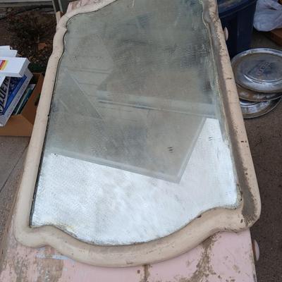 Vintage pink dresser with antique mirror