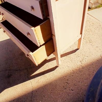 Vintage pink dresser with antique mirror