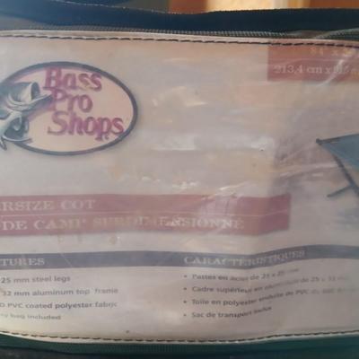 Bass Pro Folding portable cot in storage bag