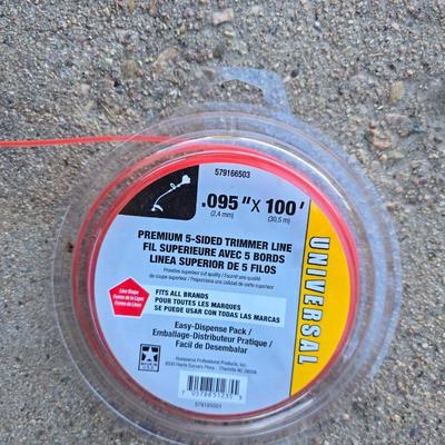 Gardening items - flowerpots - sprinkler - weed eater twine - hand tools - flags - new gate latch - gloves and more