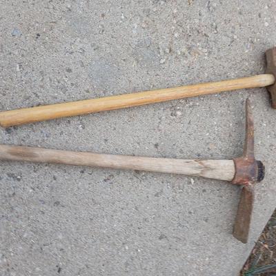 Old Pickaxe and sledgehammer