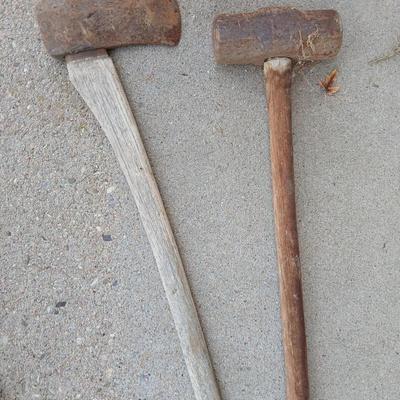 Old axe and sledgehammer