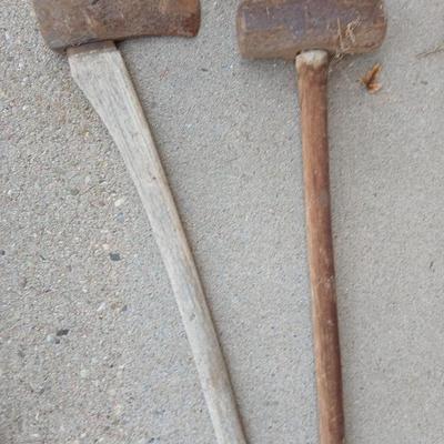 Old axe and sledgehammer