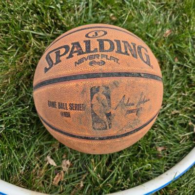 Tetherball on short pole, basketball and a hoola hoop