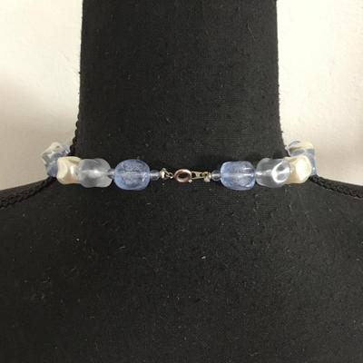 Vintage faux glass & pearl bead necklace