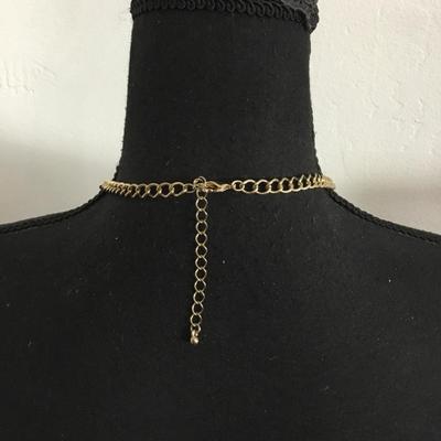 Beautiful gold tone, light peach faux pearl, statement, necklace