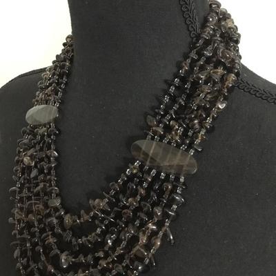Beautiful, smoky quartz, crystal gem, stone statement, necklace, JC crew