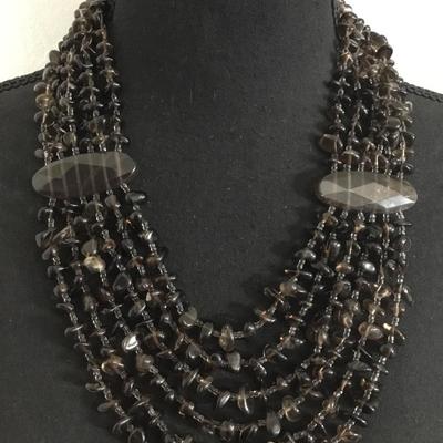 Beautiful, smoky quartz, crystal gem, stone statement, necklace, JC crew