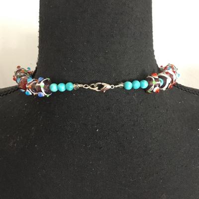 Beautiful art glass bead necklace. Very nice.