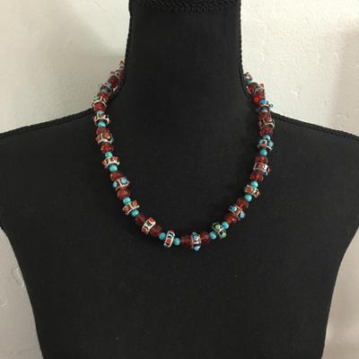 Beautiful art glass bead necklace. Very nice.