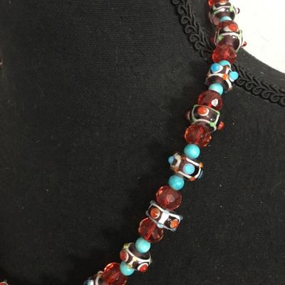 Beautiful art glass bead necklace. Very nice.
