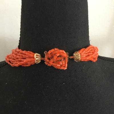 Beautiful vintage, orange glass,seed bead statement, necklace