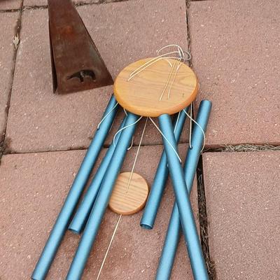 Woodstock Chimes Seascape Windchime with iron bear gong and new metal plant support