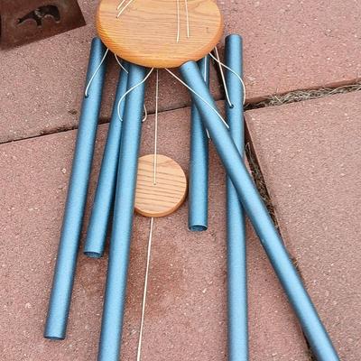 Woodstock Chimes Seascape Windchime with iron bear gong and new metal plant support
