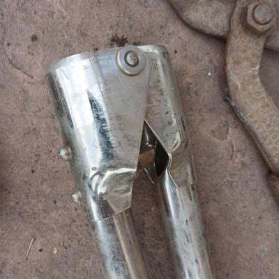 Livestock items - dehorner - trimmers - tagger - assortment of brushes and more