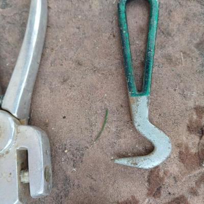 Livestock items - dehorner - trimmers - tagger - assortment of brushes and more